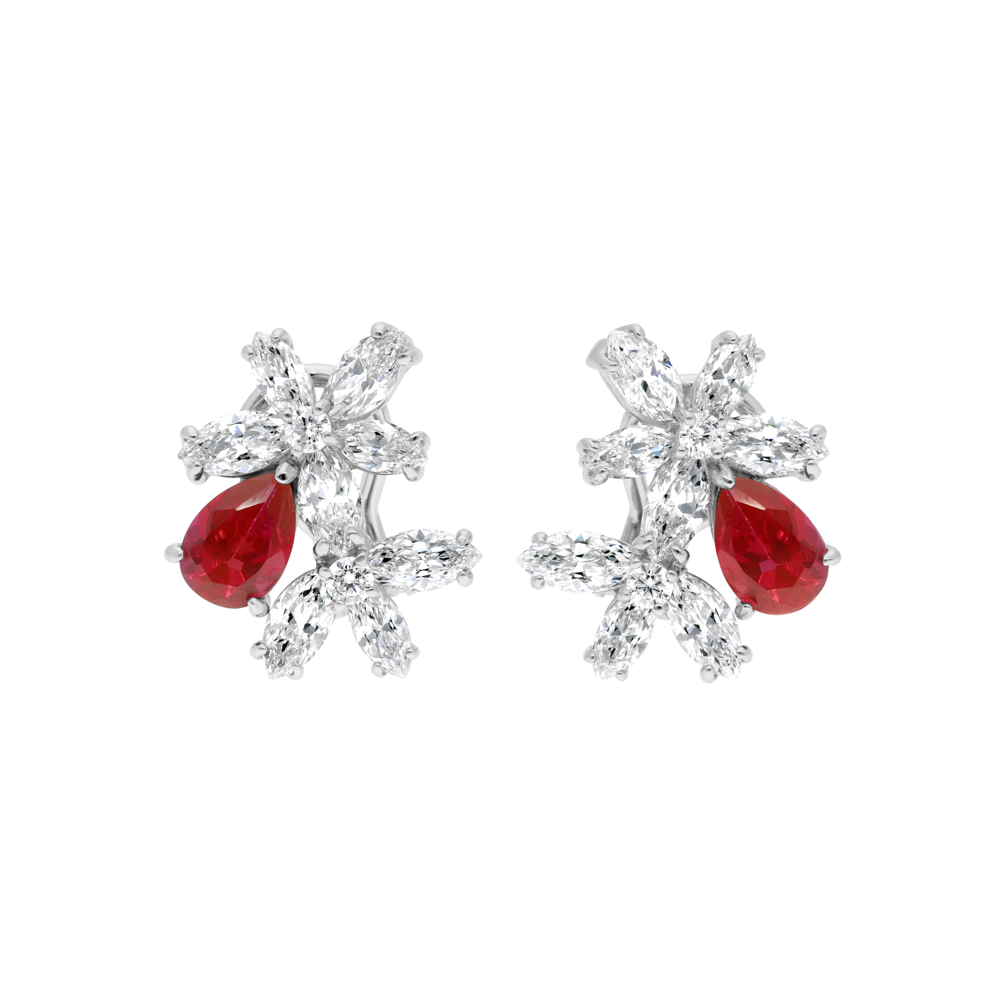 Boucles d&#39;oreilles Fleur - Argent rhodié